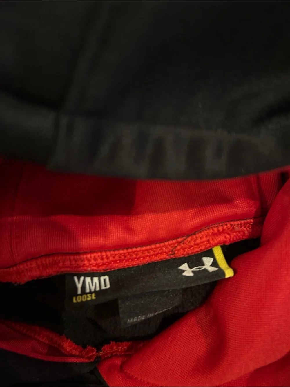 Under Armour Black Hoodie with Red Logo and Lined Hood